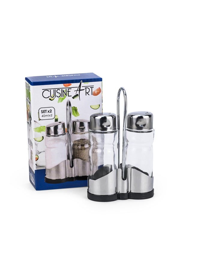 Cuisine Art 2-Piece Soda Lime Glass Salt Pepper Set, 40ml - Image 2